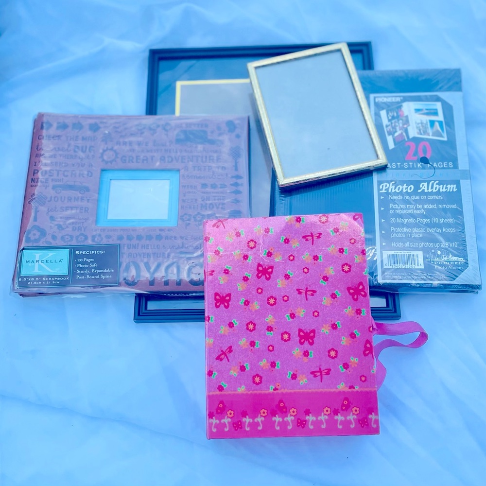 Lot of Picture Frames, Albums, and Scrapbooks